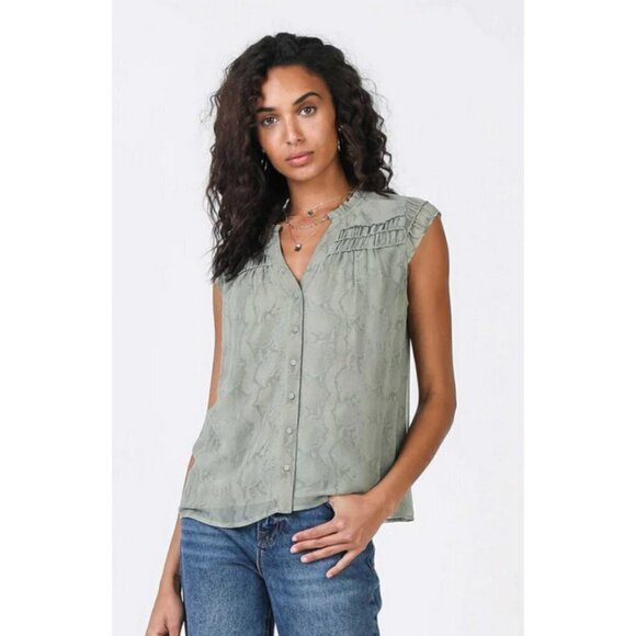 💕CURRENT AIR💕 Button Down Sleeveless Blouse Python Snakeskin Print Medium NWT - Picture 1 of 12